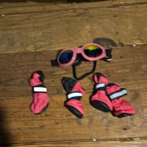 Pink Dog Goggles and Boots Set For Your Ride Or Die